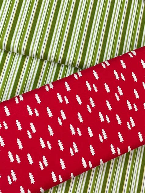 Maywood Studio Glad Tidings Metallic Stripes Red, Fabric by the 